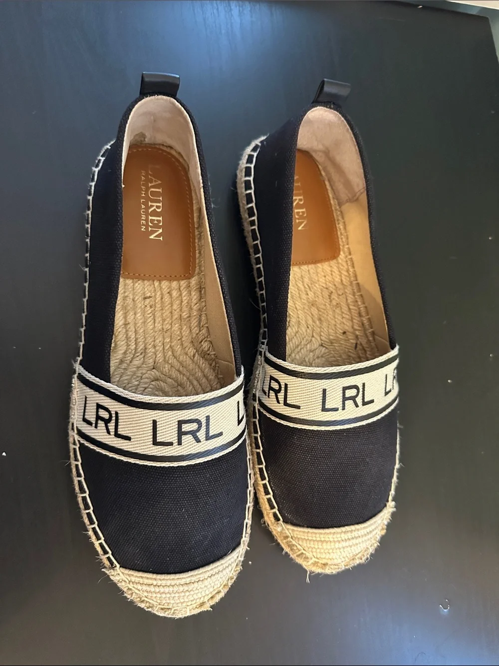 Lauren Ralph Lauren Black Canvas LRL Espadrille Slip-Ons